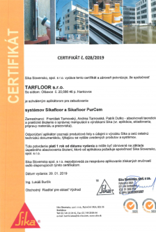 Certifikát SIKA